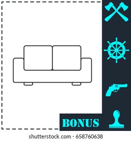 Sofa icon flat. Simple vector symbol and bonus icon