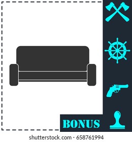 Sofa icon flat. Simple vector symbol and bonus icon