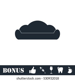 Sofa icon flat. Vector illustration symbol and bonus pictogram