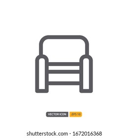 Sofa-Symbol einzeln auf weißem Hintergrund. für Ihr Webdesign, Logo, App, UI. Vektorillustration Grafik Illustration und bearbeitbarer Strich. EPS10.