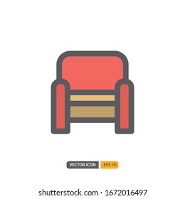 Sofa-Symbol einzeln auf weißem Hintergrund. für Ihr Webdesign, Logo, App, UI. Vektorillustration Grafik Illustration und bearbeitbarer Strich. EPS10.