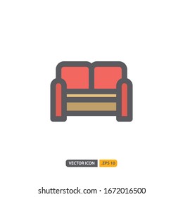 sofa icon isolated on white background. for your web site design, logo, app, UI. Vector graphics illustration and editable stroke. EPS 10.