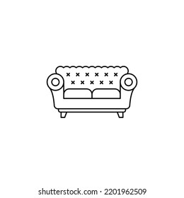 Sofa icon in line style icon, isolated on white background