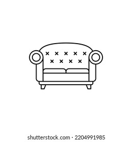 Icono de Sofá en icono de estilo de línea, aislado en fondo blanco