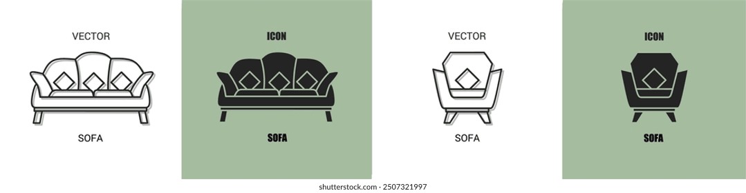 Sofa icon line. Sofa vector illustration.