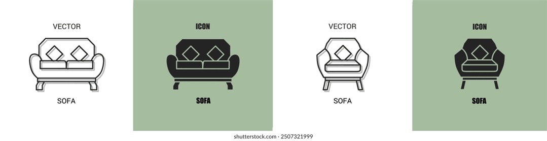 Línea de iconos de sofá. Ilustración vectorial del sofá.