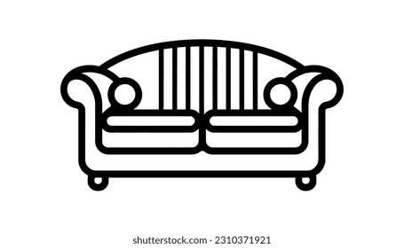 Sofa icon, linear style sign on white background. Vector illustration