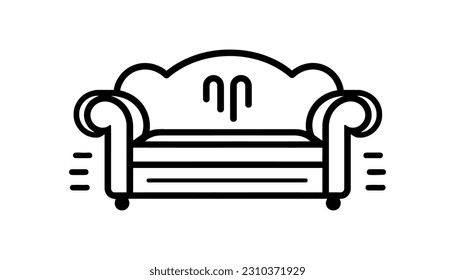 Icono de Sofa, signo de estilo lineal en fondo blanco. Ilustración del vector