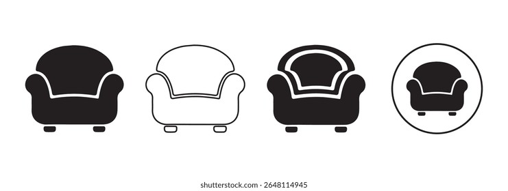 Sofa icon and Living room Symbol. Furniture, objects vector. Illustration eps 10