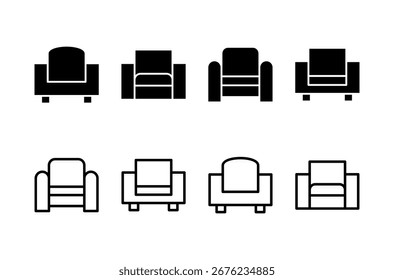 Diseño del logotipo del icono del sofá. signo y símbolo del sofá. icono de los muebles