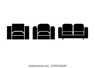 Diseño del logotipo del icono del sofá. signo y símbolo del sofá. icono de los muebles	Vector de silueta