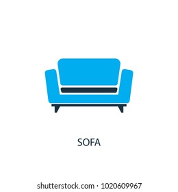 Sofa icon. Logo element illustration. Sofa symbol design from 2 colored collection. Simple Sofa concept. Can be used in web and mobile.