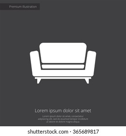 sofa icon, on dark background
