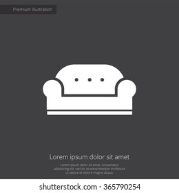 sofa icon, on dark background