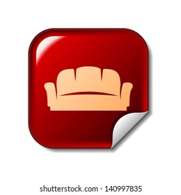 Icono de Sofa sobre pegatina roja