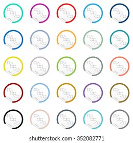 Sofa icon on sticker for floor plan outline. Line editable EPS10 vector furniture illustration. View from above