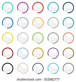 Sofa icon on sticker for floor plan outline. Line editable EPS10 vector furniture illustration. View from above