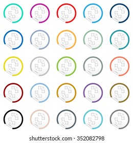 Sofa icon on sticker for floor plan outline. Line editable EPS10 vector furniture illustration. View from above