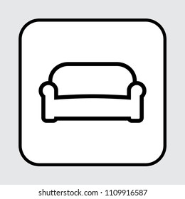 Sofa icon, outline design. Vector illustration