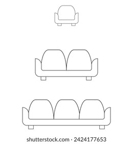 Sofa icon outline set in vector. Furniture line set symbol.