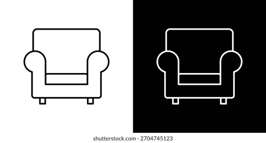 Sofá icono de píxel perfecto. Símbolo de contorno. Dibujo lineal simple.