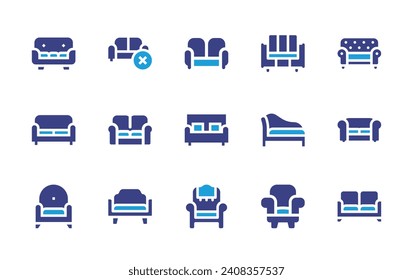 Sofa icon set. Duotone color. Vector illustration. Containing no sofa, couch, sofa, living room, armchair, chair.