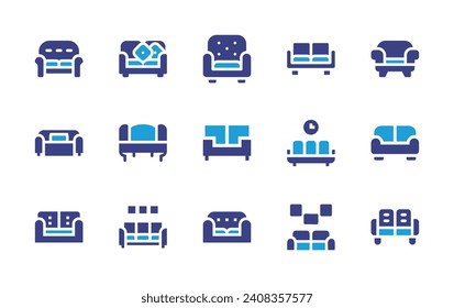 Sofa icon set. Duotone color. Vector illustration. Containing sofa, couch, armchair.