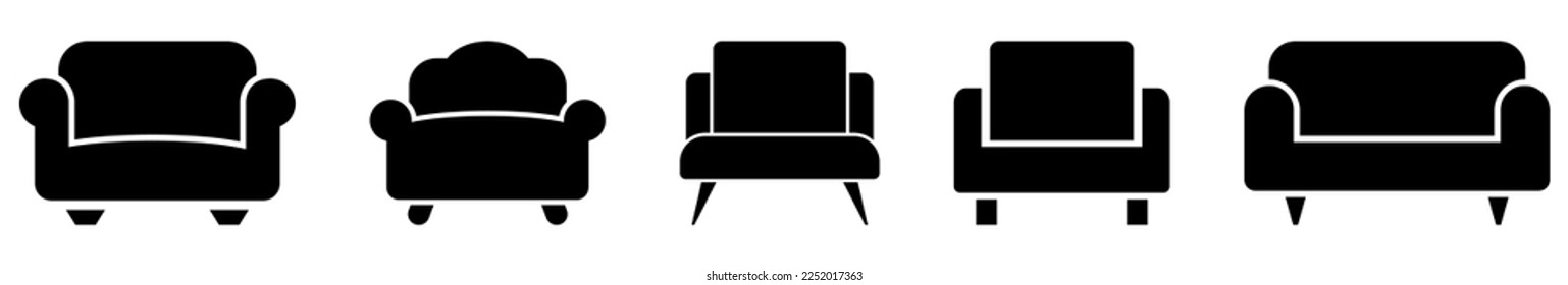 Sofa icon set. Furniture symbol. Vector illustration