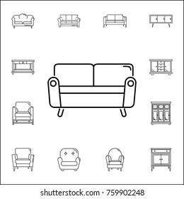 sofa icon. Set of household accessories icons. Signs, outline furniture collection, simple thin line icons for websites, web design, mobile app, info graphics on whie background on white background