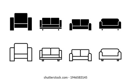 Sofa icon set. sofa icon illustration