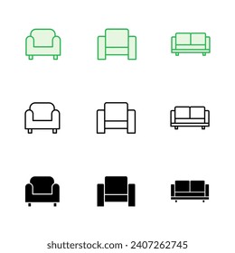 Sofa icon set. sofa icon illustration