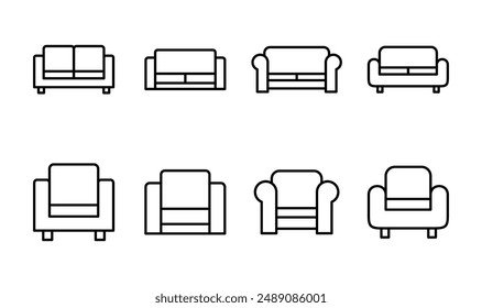 Conjunto de iconos de sofá. ilustración de iconos de sofá