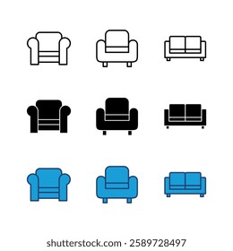 Sofa icon set. sofa icon illustration