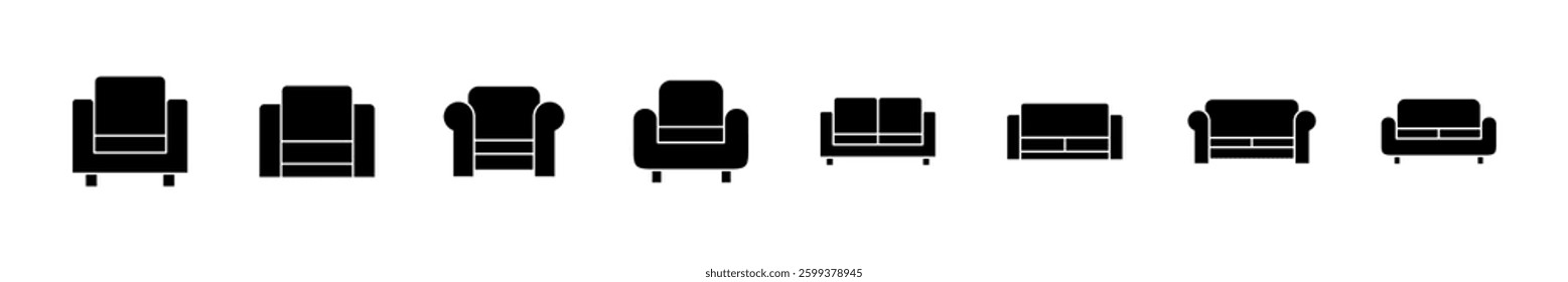 Sofa icon set. sofa icon illustration