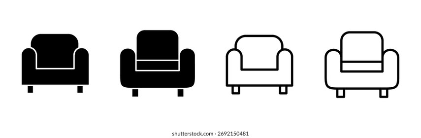 Conjunto de iconos de sofá. Ilustración de iconos de sofá