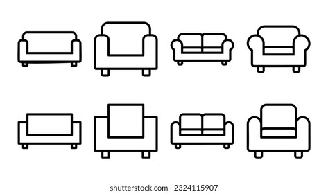 Icono Sofa set ilustración. símbolo y signo del sofá. icono de mobiliario