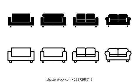 Sofa icon set illustration. sofa sign and symbol. furniture icon