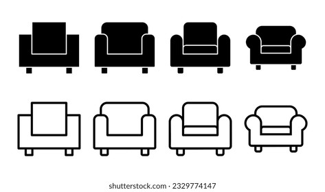 Icono Sofa set ilustración. símbolo y signo del sofá. icono de mobiliario