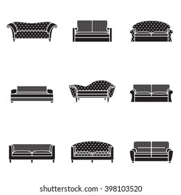 Sofa icon set. Modern, vintage and retro sofa collection. Vector illustration.