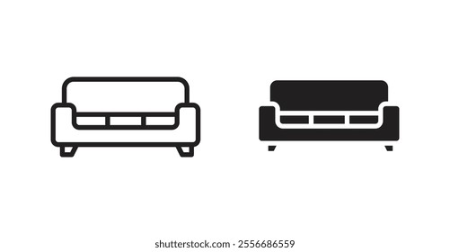 Sofa icon set in Thin line black color.