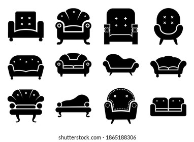 Sofa icon set - vector illustration .