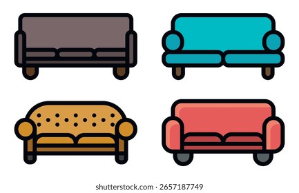 Sofa icon set. Vector illustration.