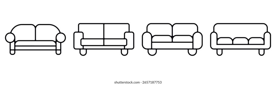 Conjunto de iconos de sofá. Ilustración vectorial.