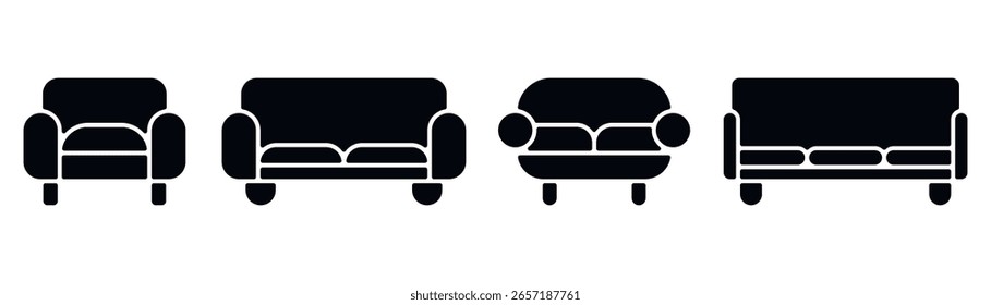 Ícone do Sofa definido. Ilustração vetorial.