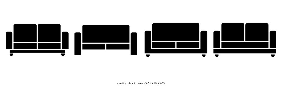 Ícone do Sofa definido. Ilustração vetorial.