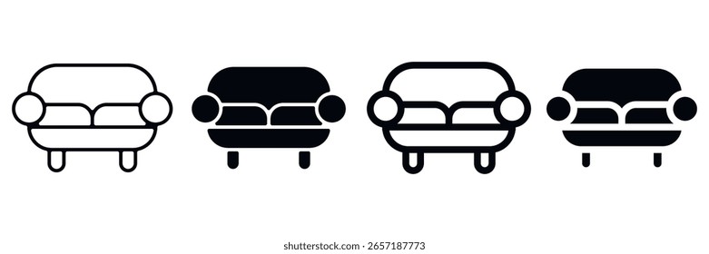 Ícone do Sofa definido. Ilustração vetorial.
