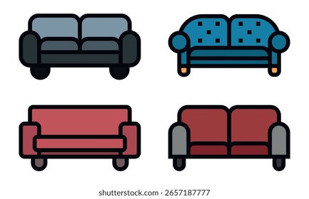 Sofa icon set. Vector illustration.