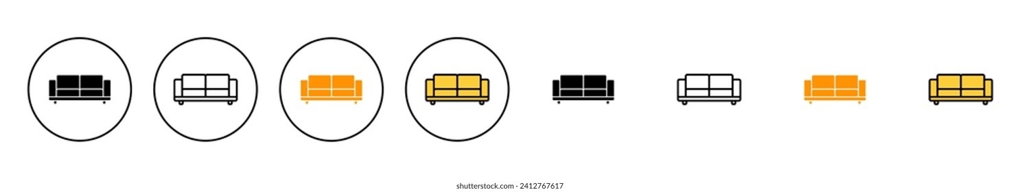 Sofa-Ikone-Set Vektor. Sofabzeichen und Symbol. Möbelsymbol