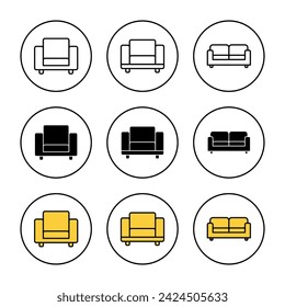 Sofa icon set vector. sofa sign and symbol. furniture icon