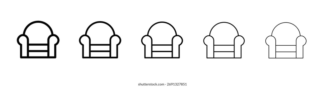 Ícone do Sofa. Coleção de ícones de linha fina para interface do usuário da Web.